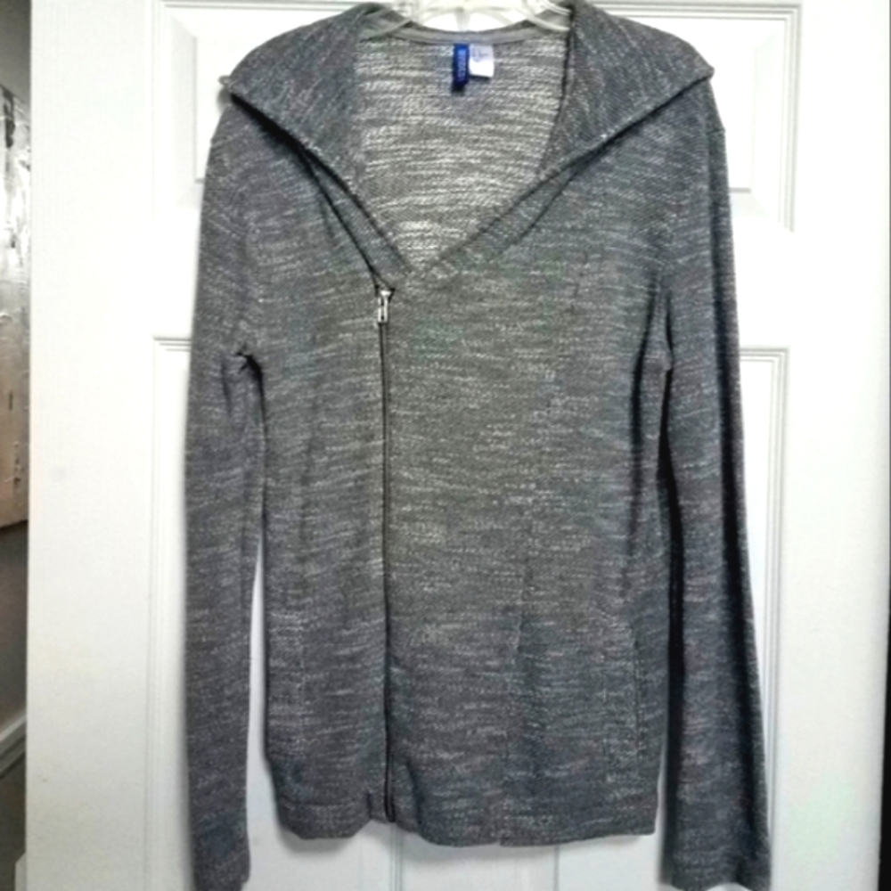 Oversized H&M Divided Grey/White Hooded Jacket Size: XS
